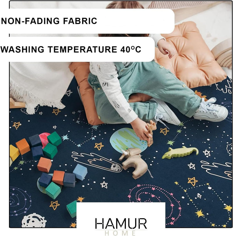 Hamur Home Baby Play Mat Non-slip Play Mat Foldable Crawling Mat Kids Baby Mat 150 X 150 Cm For Kids Room Playroom Washable Machine Washable Kids Carpet (Animals)