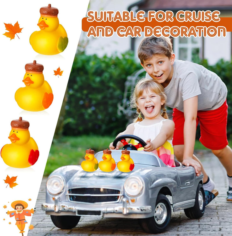 DEEKIN 24 Pcs Fall Rubber Ducks Acorn Ducks 2 Inch Thanksgiving Rubber Ducks Autumn Fall Themed Party Favors Bathtub Float Squeak Duck