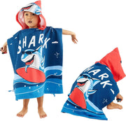 Baby Bath Towel Beach Towel, Thicker Kids Hooded Beach Towel for Boys Girls Softest Hooded Bath Towel Wrap Pool Beach Towel for Babie, Toddler Bathrobe for Kids 3-7 Years (Navy Shark) - Navy Blue