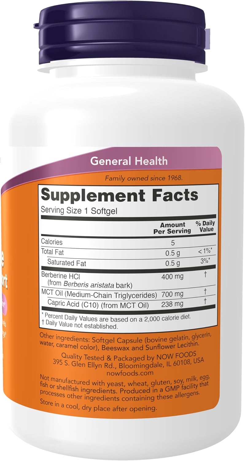 Foods Berberine Glucose Support With MCT Oil for Optimal Absorption & Healthy Glucose Metabolism & Blood Sugar Balance & Lipid Levels 90 Softgels