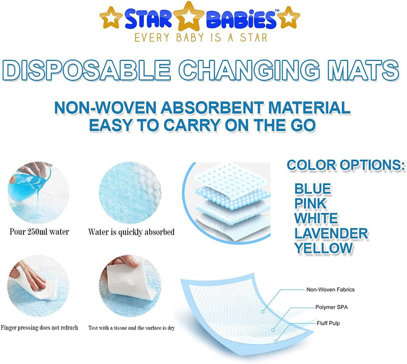 Star Babies Pack of 2 (10pcs Disposable Changing Mats + Kids Face Towel)