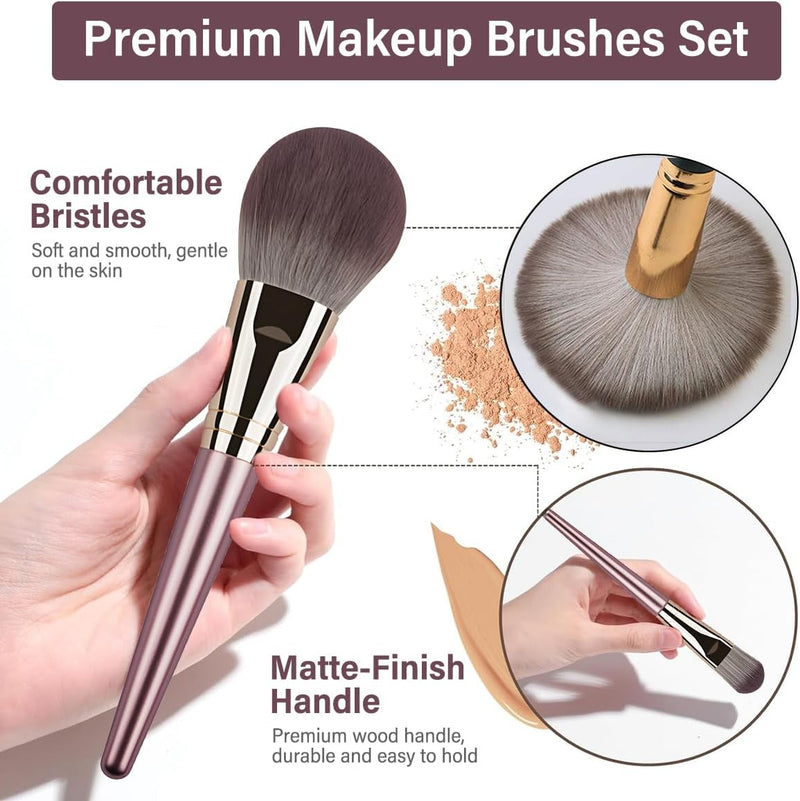 Makeup Brushes Set 14Pcs Premiun Synthetic Makeup Brushes for Foundation Eyeshadow Concealer & Blush Cosmetics Brush Set Gifts for Women Girls