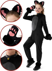 Spooktacular Creations Girls Cat Costume, Black Cat Plush Costume, Child Outfit Set for Kids Halloween Role Play Themed Party