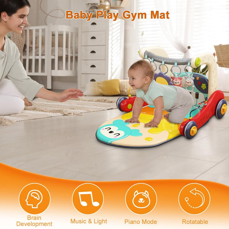 Baby Play Gym Mat, Detachable Infant Gym Pad Baby Kick & Play Piano Mat Kids Tummy Time Musical Activity Center Play Mat Learning Sensory Exploration Motor Skill Development for Newborn Infant Toddler