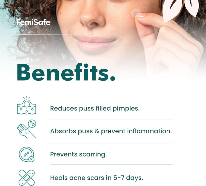 FemiSafe Acne Pimple Patch | 72 Invisible & Waterproof | Enriched with Salicylic Acid & Hydrocolloid | Spot Acne Patches for Unisex| Reduces pus overnight | Heal acne scars in 5-7 days |Sizes 8-12 mm