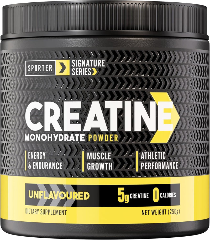 Sporter Creatine Monohydrate Powder Micronized & Pure Creatine for Muscles, Strength & Recovery Unflavored, Easy to Mix - 500g, 100 Servings - 250grams