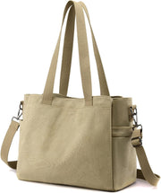 Hobo Handbags Light Nylon Crossbody Bag for Women, Multi Compartment Tote Purse Bags - Khaki - Large