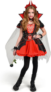 Spooktacular Creations Girls' Vampire Costume, Red Dark Vampire Dress, Halloween Dress-Up, Role Play and Costume Parties