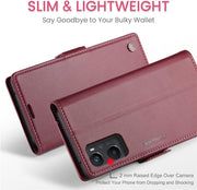 For Oppo A96 4G / A36 / A76 / K10 4G / Realme 9i 4G Leather Case RFID Blocking 3 Card Slot Mobile Cover - Red