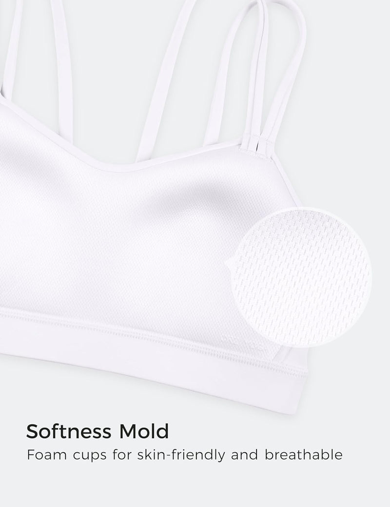 CRZ YOGA Softness Mold Butterluxe V Neck Sports Bras for Women - Workout Top Double Spaghetti Straps Wireless Yoga Clothes