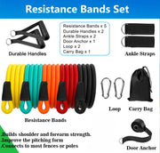 SKY-TOUCH Resistance Bands, Exercise Bands with Handles, Fitness Bands, Workout Bands with Door Anchor and Ankle Straps, for Powerlifting, Muscle Toning, Yoga, Home Workout Set