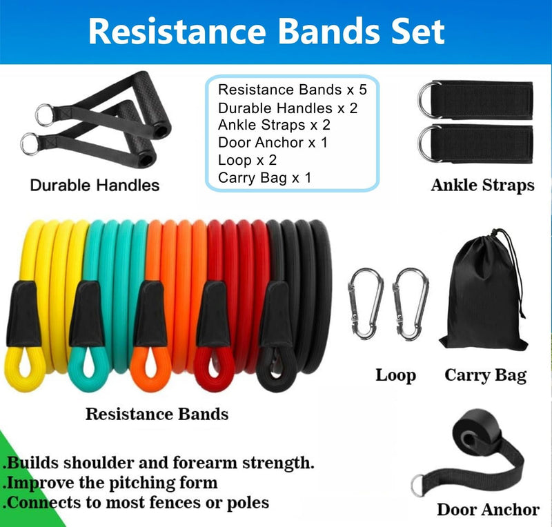 SKY-TOUCH Resistance Bands, Exercise Bands with Handles, Fitness Bands, Workout Bands with Door Anchor and Ankle Straps, for Powerlifting, Muscle Toning, Yoga, Home Workout Set