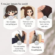 Detangling Hair Brush, Hollow-Out Massage Curl Comb for Natural Curly Wet Dry Thick Straight Long Hair, White and Rose Red, ABS and TPU Material, 20.5 x 8.5 cm