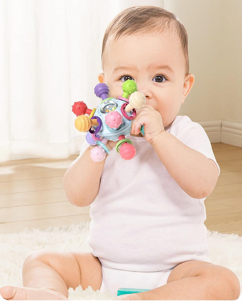 Baby Sensory Teething Toys,Baby Montessori Sensory Toys for 0-12 Months, Baby Rattle Toys Activity Ball Infant Toys,Learning Developmental Toys Gifts Baby Girl Boy Gifts for 6 9 12 18 Months
