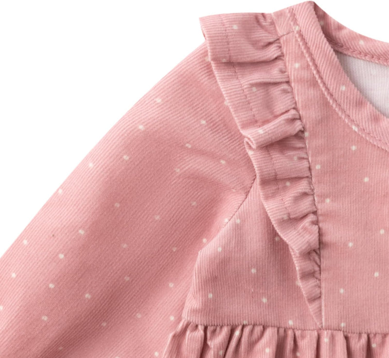 Disney Minnie Mouse Baby Girls Long Sleeve Corduroy Dress with Tights 2 Piece Set for Infants