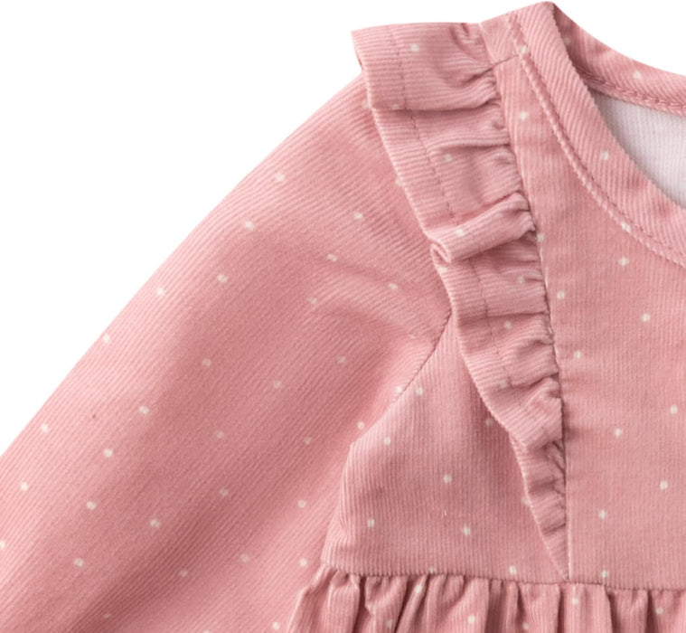 Disney Minnie Mouse Baby Girls Long Sleeve Corduroy Dress with Tights 2 Piece Set for Infants