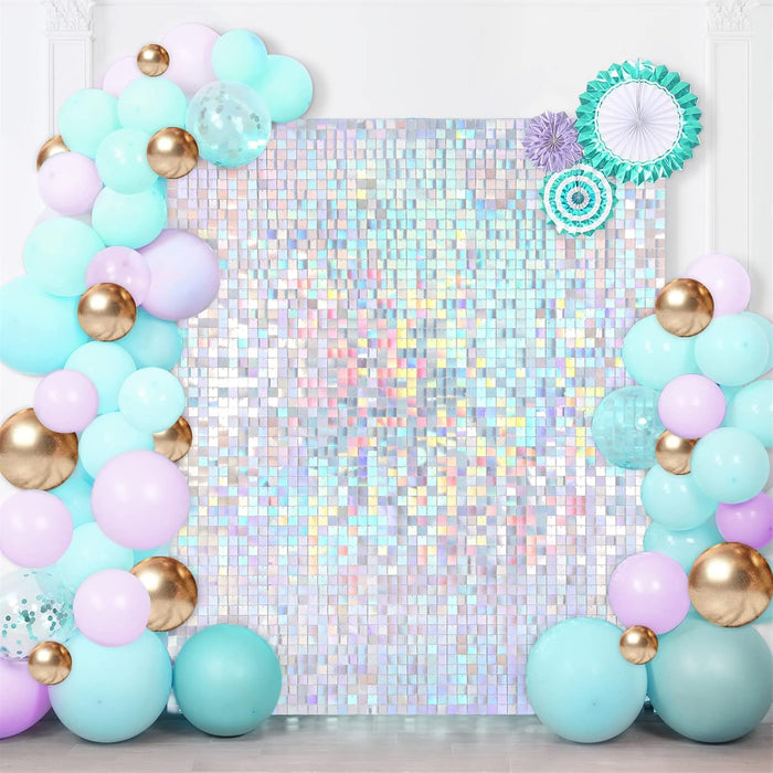 LuoluoHouse Red Shimmer Wall Panel Glitter Sequin Backdrop Panel of 24 Shiny Backdrop for Party Event Background Foil Back Drop