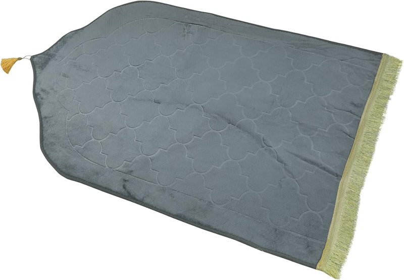 Premium Velvet Prayer Mat 70x110 cm Anti-Slip Soft Muslim Janamaz with Tasbeeh Comfortable Islamic Prayer Rug Ideal for Daily Use & Gifting Brown - Dark Brown