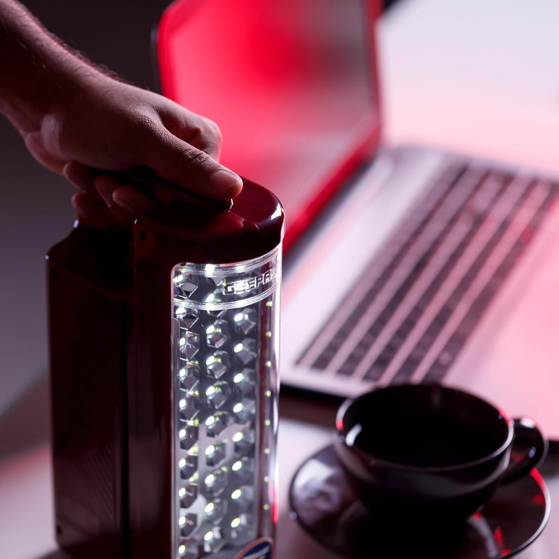 Geepas 24 Mega Luminous LED's Rechargeable LED Lantern Set Of 2 30 Super Bright SMD LEDs, Energy Efficient, USB Charging Red & Black