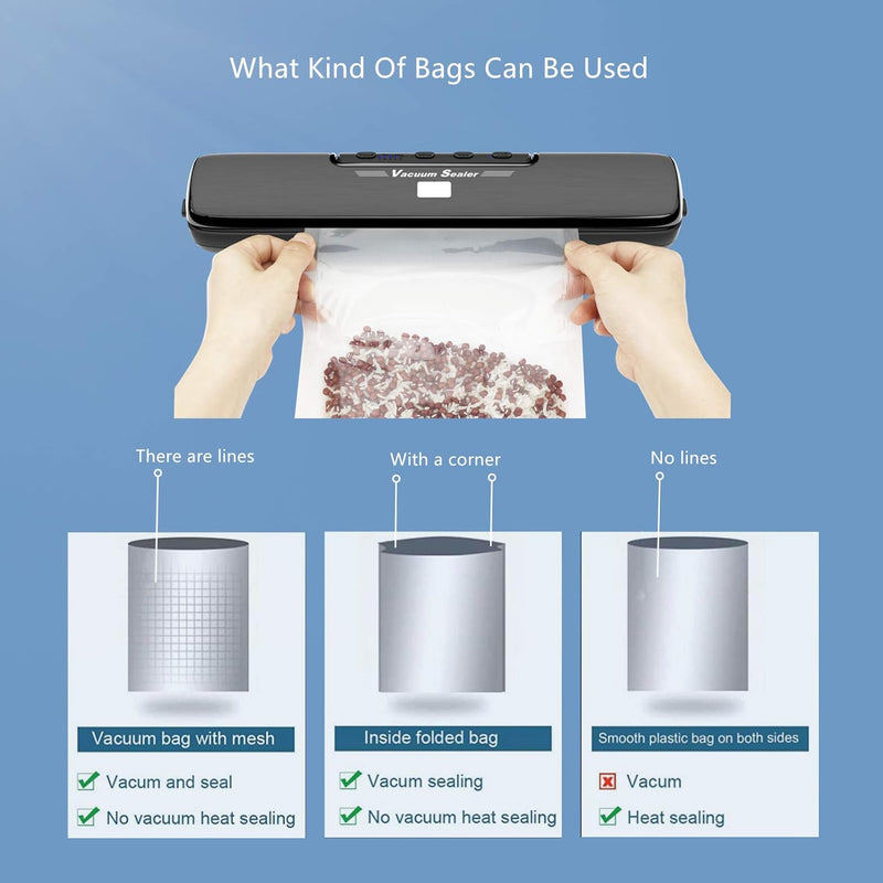 Vacuum Sealer Machine, Food Saver Vacuum Sealer Machine, Seal A Meal Vacuum Sealer Machine, Automatic Dry & Moist Food Modes, Waterproof/Easy to Clean/Portable Design, 15 Sealing Bags Included
