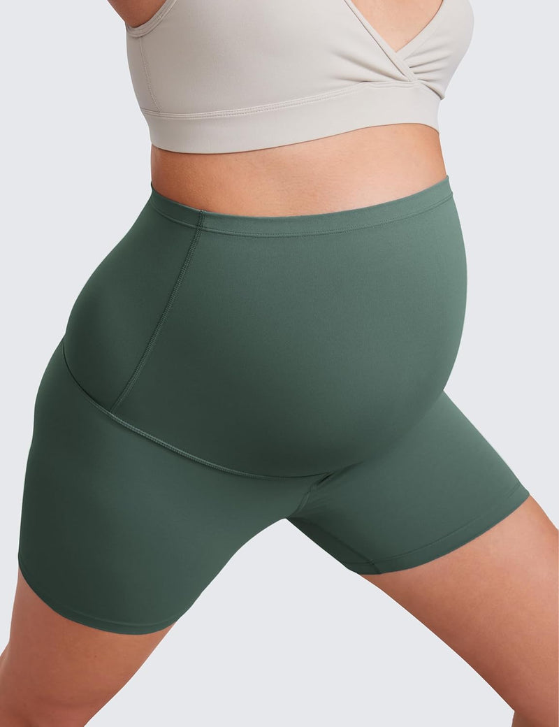 CRZ YOGA Womens Butterluxe Maternity Yoga Biker Shorts Over The Belly 4" / 6" - Pregnancy Workout Running Athletic