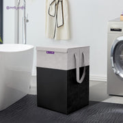 PrettyKrafts Folding Laundry Basket for ClothesToy Storage Box with Lid & Handle, Toys Organiser, 75 Litre, Black