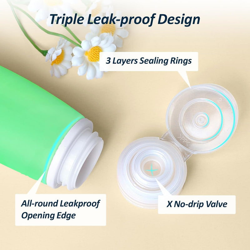 PACKISM TSA Approved Toiletry Bottles - 9 Pack Leakproof 3.4oz Silicone Travel Bottles for Toiletries, Travel Accessories with Clear Makeup Bags for Shampoo Conditioner Lotion Body Wash BPA Free