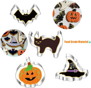 Christmas Cookie Cutters 12PCS Stainless Steel Baking Mould Kit Set, Pumpkin, Bat, Ghost, Cat, Witch shaped Halloween Party Supplies Decorations Treats