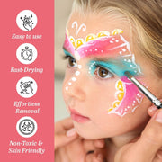 Face Painting Kit for Kids, Non-Toxic, Washable, Hypoallergenic Makeup Kit with 15 Colors for Halloween, Parties & Celebrations