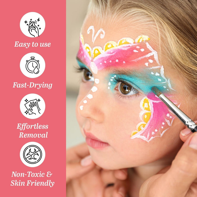 Face Painting Kit for Kids, Non-Toxic, Washable, Hypoallergenic Makeup Kit with 15 Colors for Halloween, Parties & Celebrations