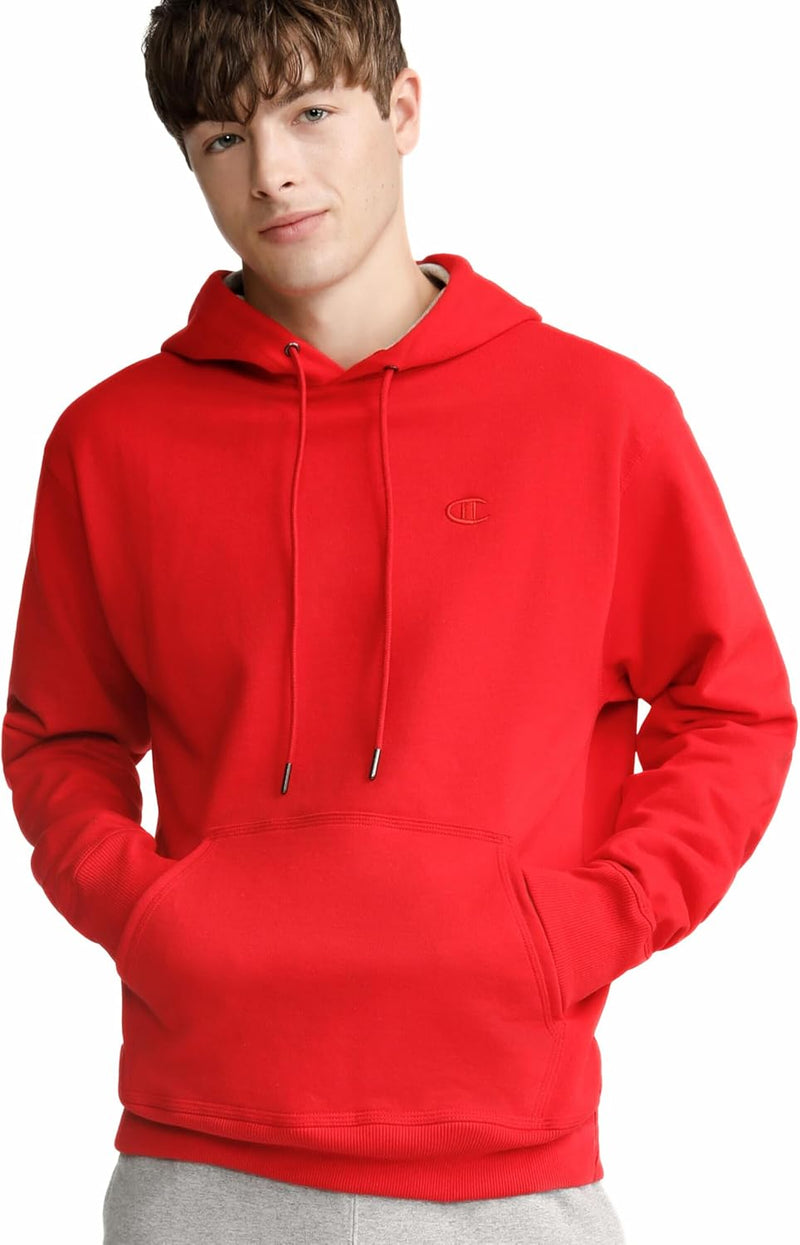 mens Hoodie, Powerblend, Fleece Striped Sweatshirt for Men (Reg. Or Big & Tall) Hooded Sweatshirt - Team Red Scarlet C Logo