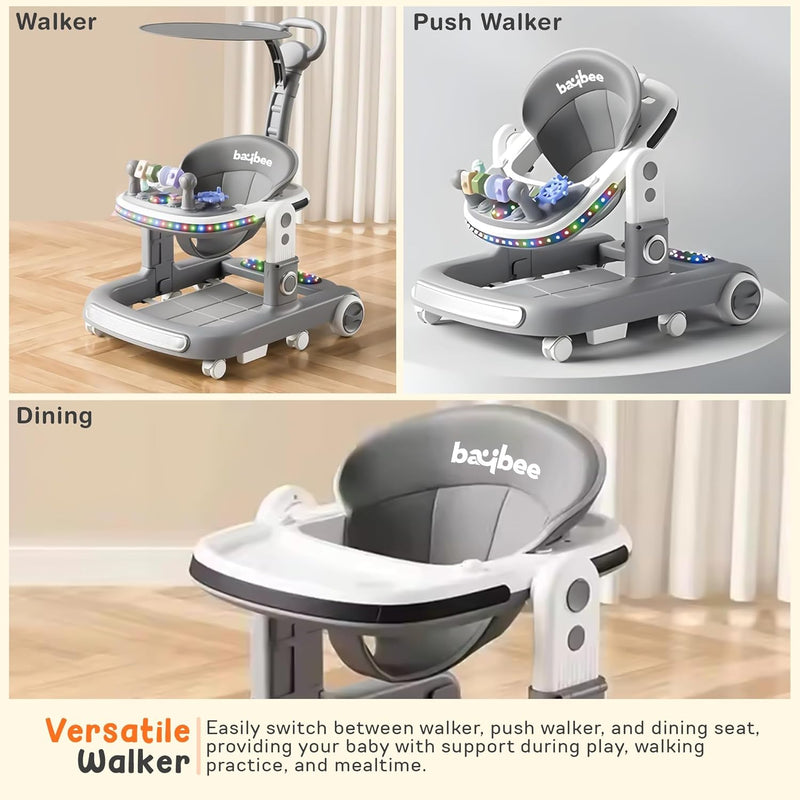Baybee 3 in 1 Baby Walker with Parental Push Handle 3 Adjustable Height, Lights & Musical | Toddler Activity Walker for Kids | Baby Push Walker for Baby Boy Girl 6 to 18 Months (Green)