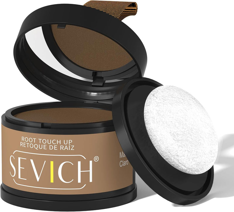 Sevich Hairline Powder - Root Touch Up Instantly Hair Color for Thinning Gray Coverage - Bald Spot Concealing Hair Powder for Women & Men - 48Hour Waterproof & Sweatproof - Dark Brown - 4g light brown