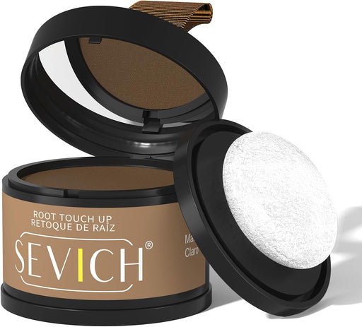 Sevich Hairline Powder - Root Touch Up Instantly Hair Color for Thinning Gray Coverage - Bald Spot Concealing Hair Powder for Women & Men - 48Hour Waterproof & Sweatproof - Dark Brown - 4g light brown