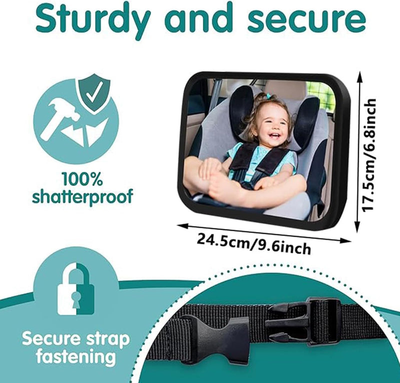 Enliansgo Baby Car Mirror, Seat Safely Monitor Infant Child in Rear Facing Seat, Large Shatterproof Baby Car Mirror,Baby Car Mirror for Back Seat Rear View Baby Mirror For Car,Child Safety Car Seat Ac