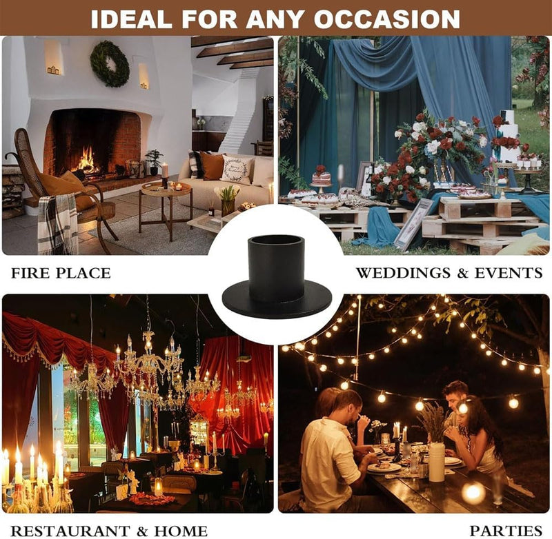 Goodern Taper Candle Holder,4PCS Black Matte Iron Candlestick Holders Table Centerpiece Candlestick Holders Bulk Retro Black Taper Candle Holders for Home Decoration Wedding Anniversary Party Dinner
