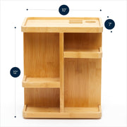 RoyalHouse Bamboo 360 Degree Rotating 12 inches Makeup Organizer, Display Cosmetic Organizer, Multi-Function Storage for Makeup Desk, Bathroom, Bedroom, Closet, and Toiletries - Pack of 1