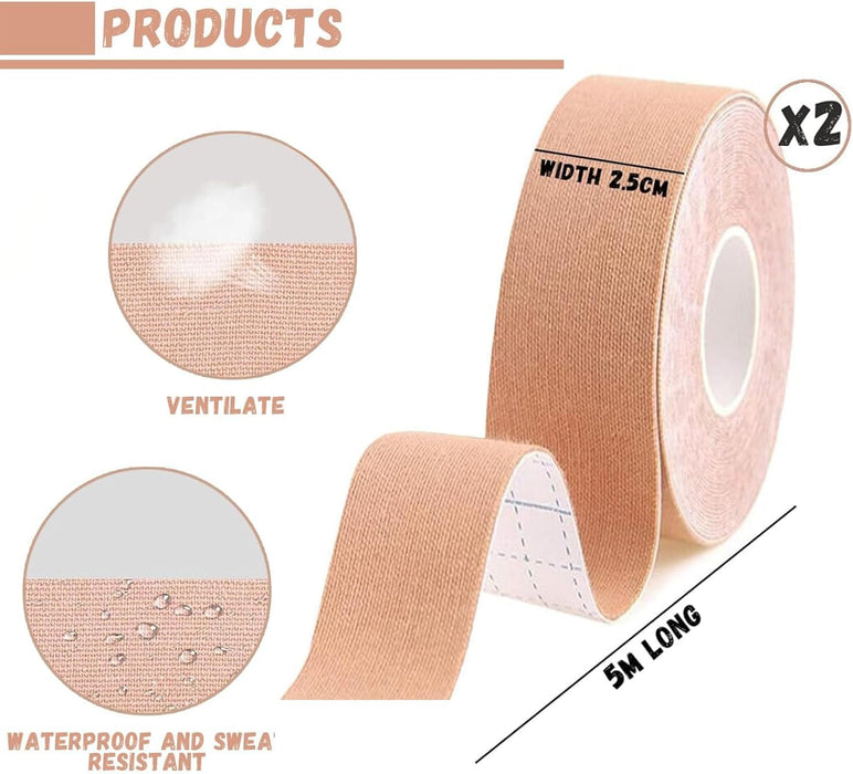 BananaHome 2 Rolls Facial Myofascial Lift Tape Face Lift Tape Face Toning Belts Anti Wrinkle Patches Anti Freeze Stickers Forehead Neck Lift Tape Unisex For Firming and Tightening Skin (Beige)