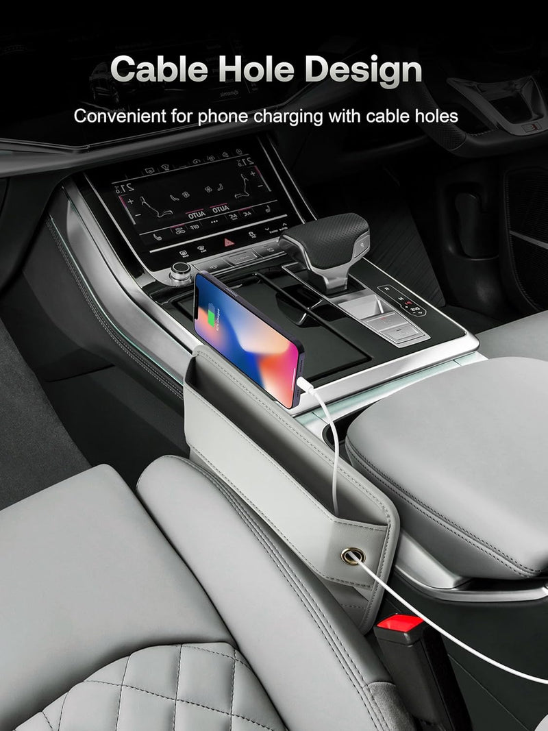 Owntow Universal Fit Car Gap Filler, Premium Leather Car Seat Gap Filler Organizer, Car Organizer Car Accessories for Women Men, Car Essentials for Car SUV Truck (Black, 2 Pack)