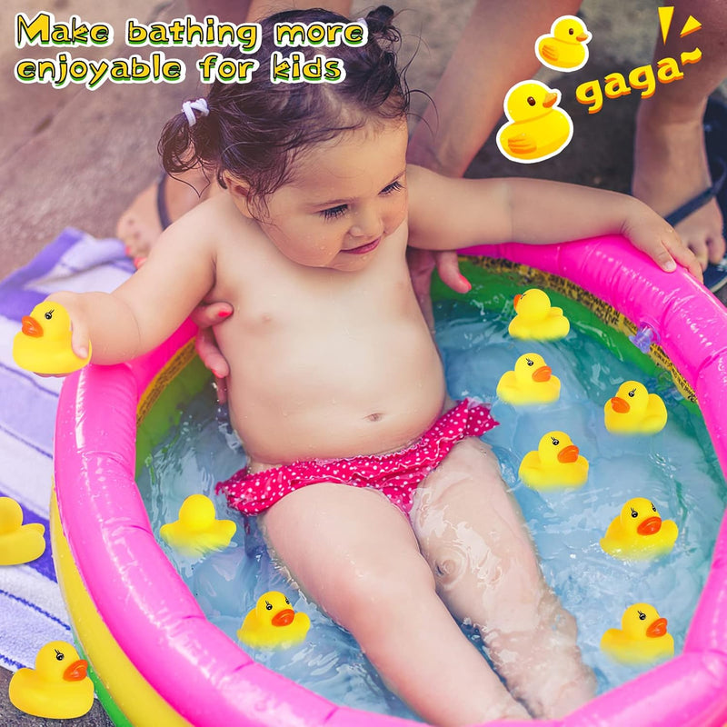GADIEDIE Rubber Duck 50 Pack Mini Rubber Ducky Float Ducks Baby Bath Toy, Great for Jeep Ducking, Shower, Birthday Party, Carnival Game Gift(1.6"x 1.5" x 1.2")