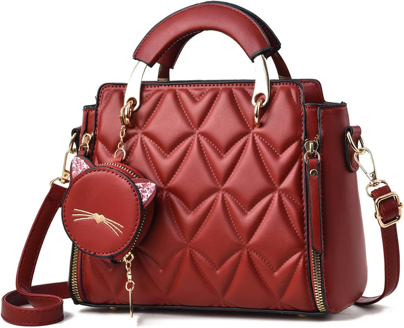 womens Xiaoyu001 Women Purse Satchel - Wine Red Bubble