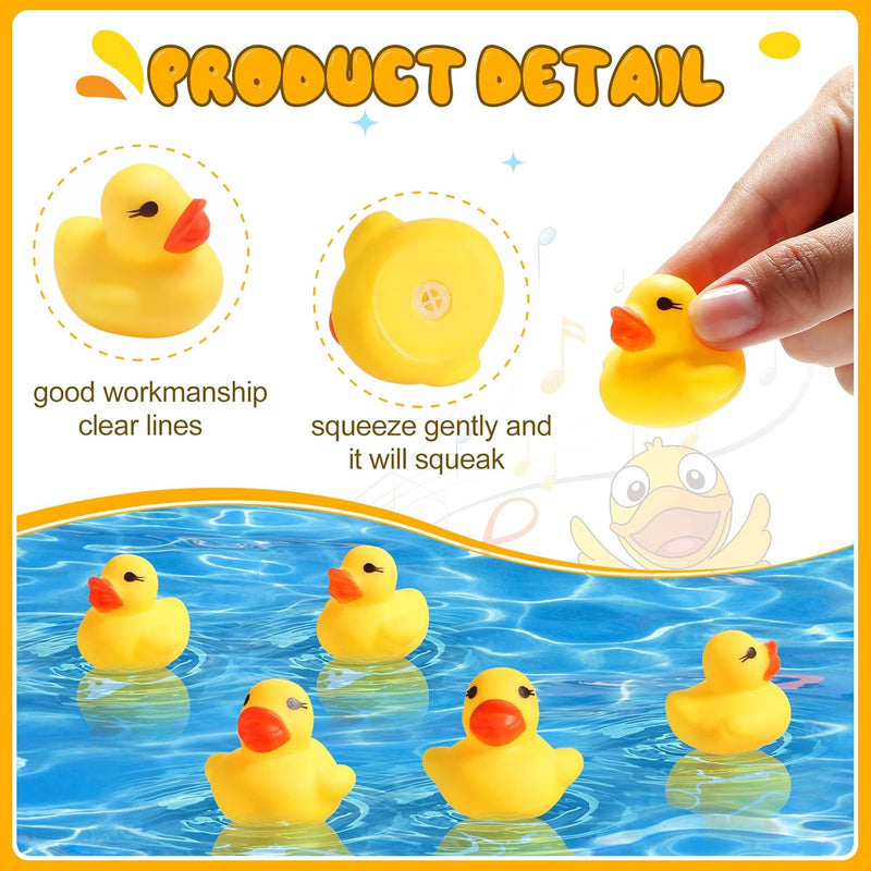Teling 200 Pcs Mini Rubber Ducks in Bulk Yellow Tiny Baby Shower Ducks Float Squeak Bathtub Duckies Preschool Bath Toy for Birthday Party Gift(Macaron Color)