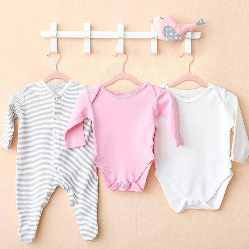 Red Dot Gift® 15-Pack Baby Velvet Hangers 11Inch - Nursery Clothes Hangers Non Slip Toddler Hangers, 360 Chrome Swivel Hook (Pink)