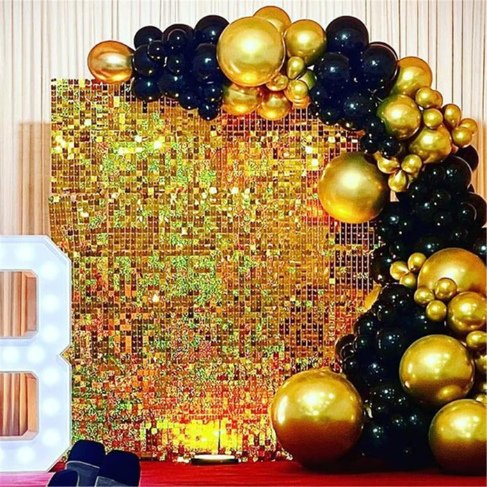LuoluoHouse Shimmer Wall Panel Sequin Backdrop Panels 12 Packs-Iridescent Silver Backdrop for Graduation Anniversary Backdrop Wall Backdrops Engagement Decoration