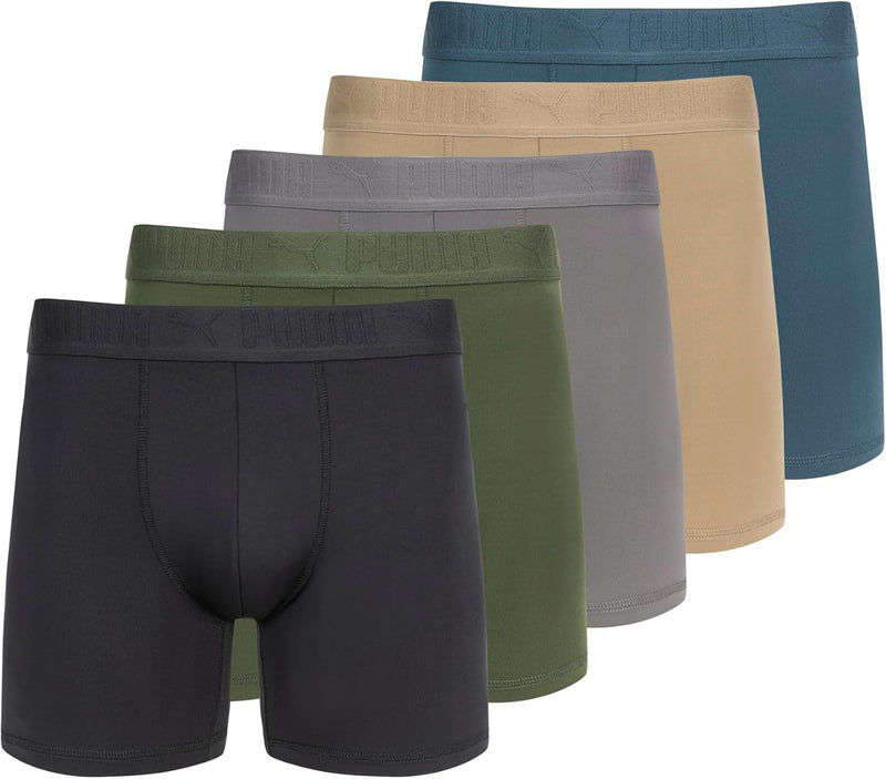 mens 5 Pack Performance Boxer Briefs Boxer Briefs - Olive/Blue/Black