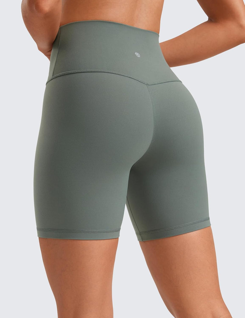 CRZ YOGA Womens ButterLuxe Biker Shorts 6"- High Waist Workout Athletic Running Spandex Yoga Shorts