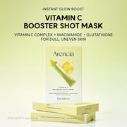 Vitamin C Booster Sheet Mask, Hydrating Face Mask with Glutathione & Niacinamide, Supports Even-Looking Skin Tone & Smooth Texture, 5 Sheets
