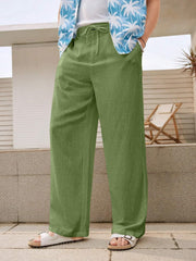 Linen Pants for Men Loose FIT Baggy Cargo(GL-TP-1189-M-GREEN)