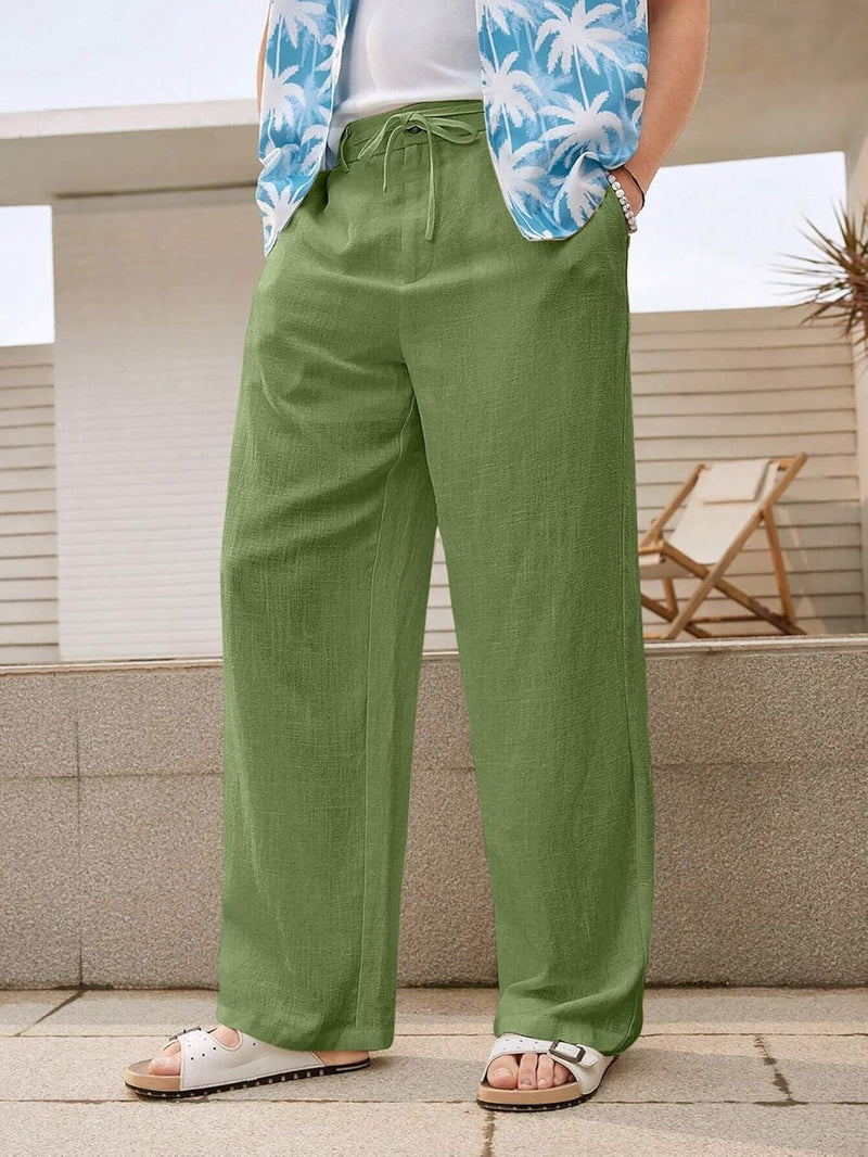 Linen Pants for Men Loose FIT Baggy Cargo(GL-TP-1189-2XL-GREEN)