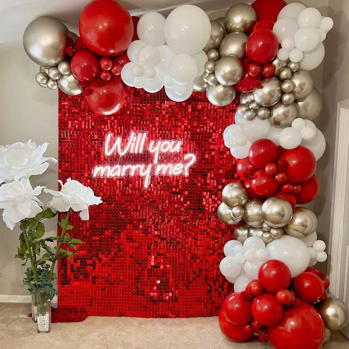 LuoluoHouse Shimmer Wall Panel Sequin Backdrop Panels 12 Packs-Iridescent Silver Backdrop for Graduation Anniversary Backdrop Wall Backdrops Engagement Decoration